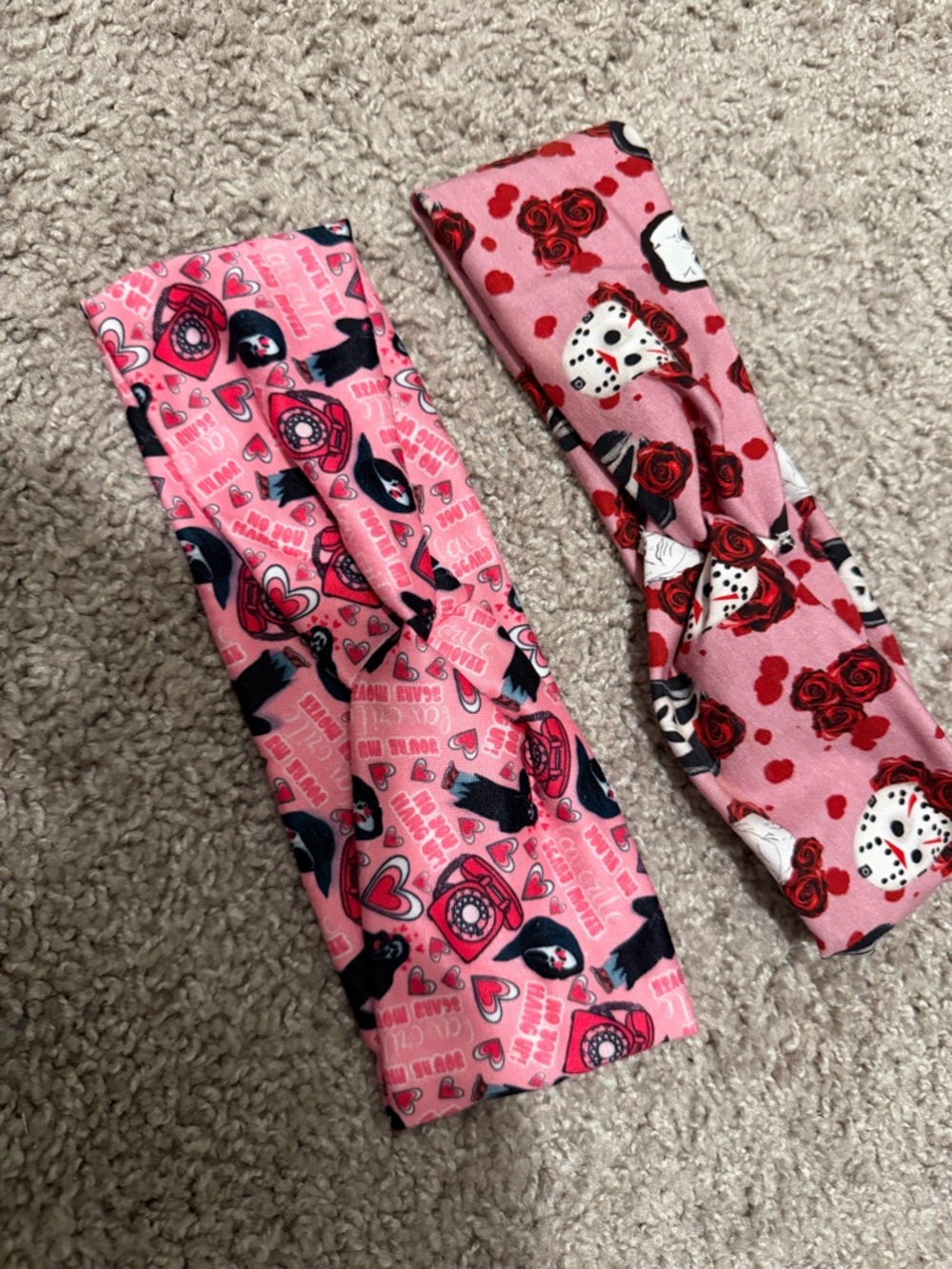 Front knot stretch headbands- ghostface, Jason vorhees, pink, Michael Myers